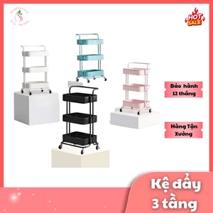 Kệ đẩy spa 3 tầng nhựa cao cấp chống nước – bánh xe tiện di chuyển, để mỹ phẩm, máy spa