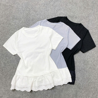 Set Áo Váy Bigsize Nữ Tay Ngắn Viền Ren Kèm Váy Dài Xòe Nàng Thơ Cho Chubby 59-95kg SET(A281+CV15)