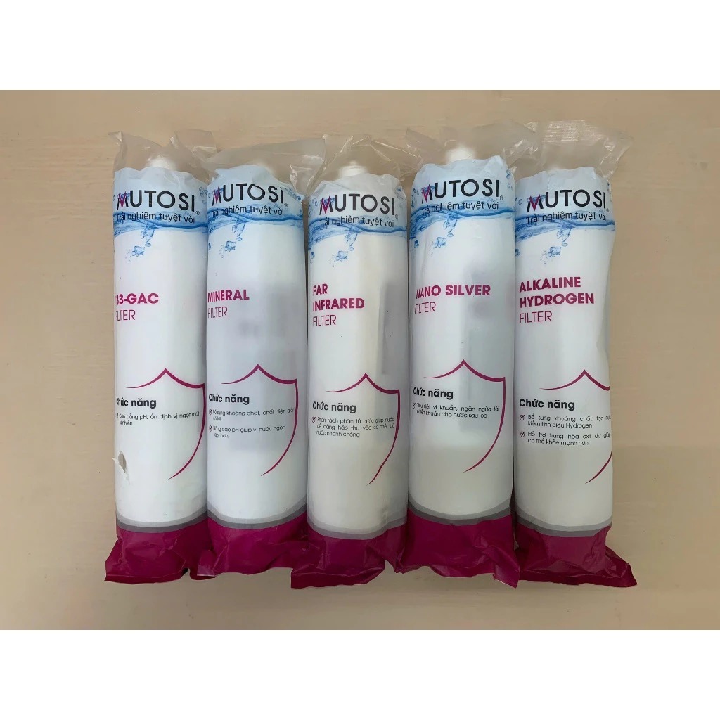 Combo 5 lõi lọc chức năng Mutosi chính hãng gồm T33, Mineral, Far Infrared, Nano Silver và Alkaline