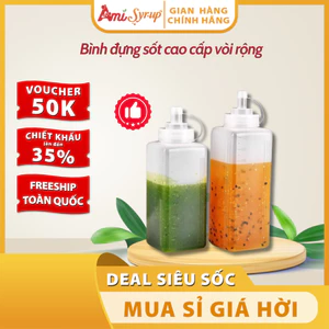 Bình Đựng Sốt Bằng Nhựa Cao Cấp (1L & 800ML), Hình Trụ Vuông, Vòi Rộng - Tiện Lợi, Bền Đẹp