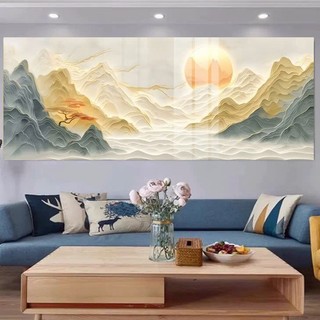 Tranh Laminate Tráng Gương Bo Viền Cao Cấp - Tranh Phong Cảnh Núi Non Và Mặt Trời - Tranh Kích Thước Lớn