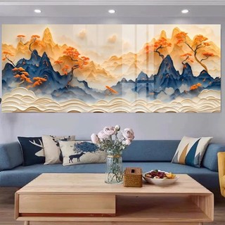 Tranh Laminate Tráng Gương Bo Viền Cao Cấp - Tranh Phong Cảnh Núi Non Và Mặt Trời - Tranh Kích Thước Lớn