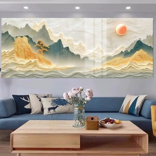 Tranh Laminate Tráng Gương Bo Viền Cao Cấp - Tranh Phong Cảnh Núi Non Và Mặt Trời - Tranh Kích Thước Lớn