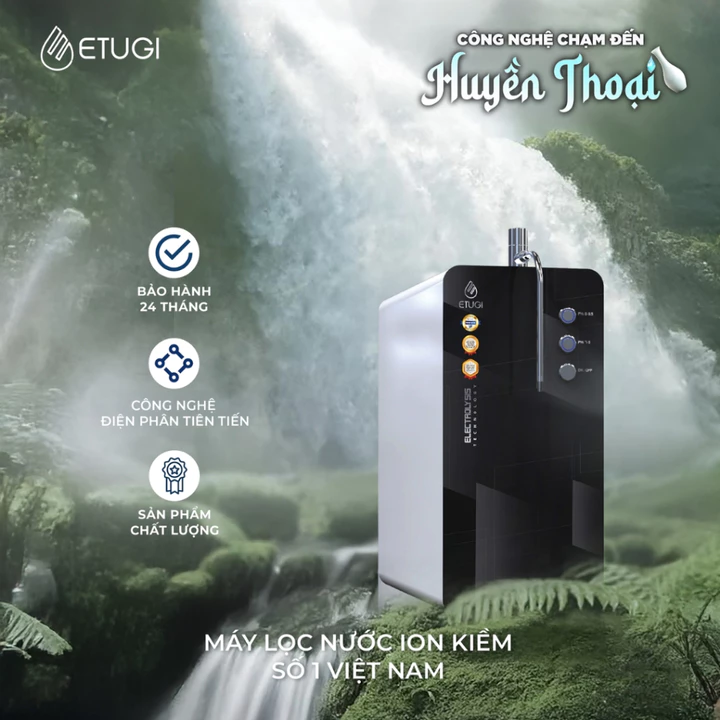 Máy Lọc Nước Ion Kiềm Để Bàn - Nút Nhấn Cơ Học ETUGI ETG01D-N Tạo Ion Kiềm từ Nước RO - BH 24 tháng