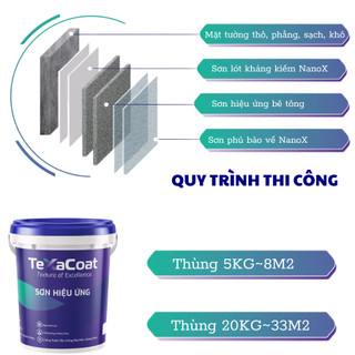 Sơn hiệu ứng bê tông TEXACOAT màu be XT-123 chống thấm, chống mốc, nứt chân chim bền màu định mức 1Kg/m2
