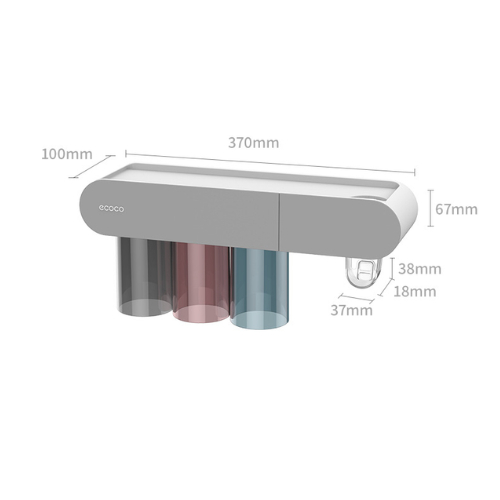 Nhả Kem Đánh Răng ECOCO Có Ngăn Để Đồ, Kệ Để Bàn Chải Đánh Răng Cao Cấp (Tặng Miếng Dán ) 3 Cốc 2122