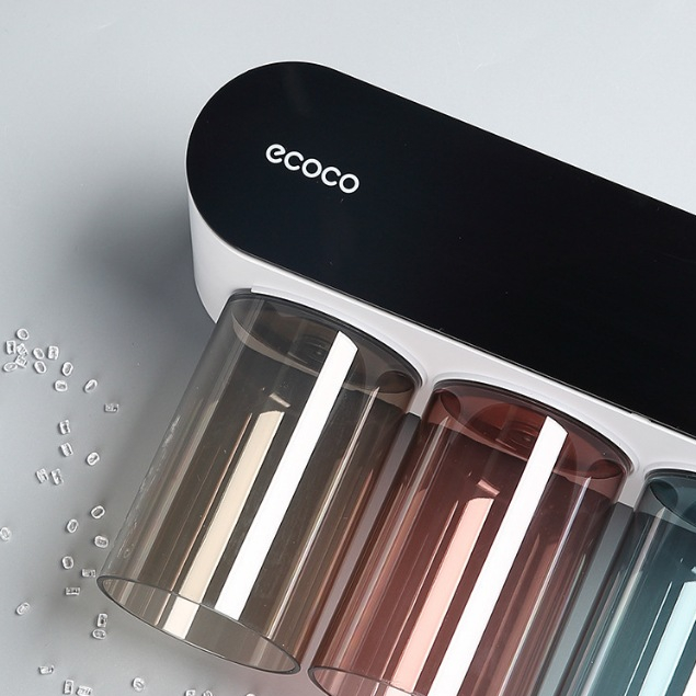 Nhả Kem Đánh Răng ECOCO Có Ngăn Để Đồ, Kệ Để Bàn Chải Đánh Răng Cao Cấp (Tặng Miếng Dán ) 3 Cốc 2122