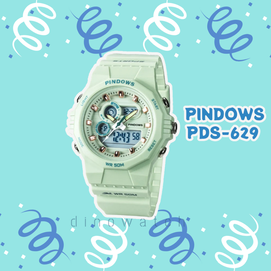 ĐỒNG HỒ THỂ THAO PINDOWS PDS 629 DÂY CAO SU 44MM DÀNH CHO HỌC SINH SINH  VIÊN NAM NỮ