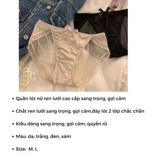 Quần lót nữ ren lưới thoáng khí phối lụa satin kiểu dáng sang trọng quyến rũ gợi cảm DEVARI L8836