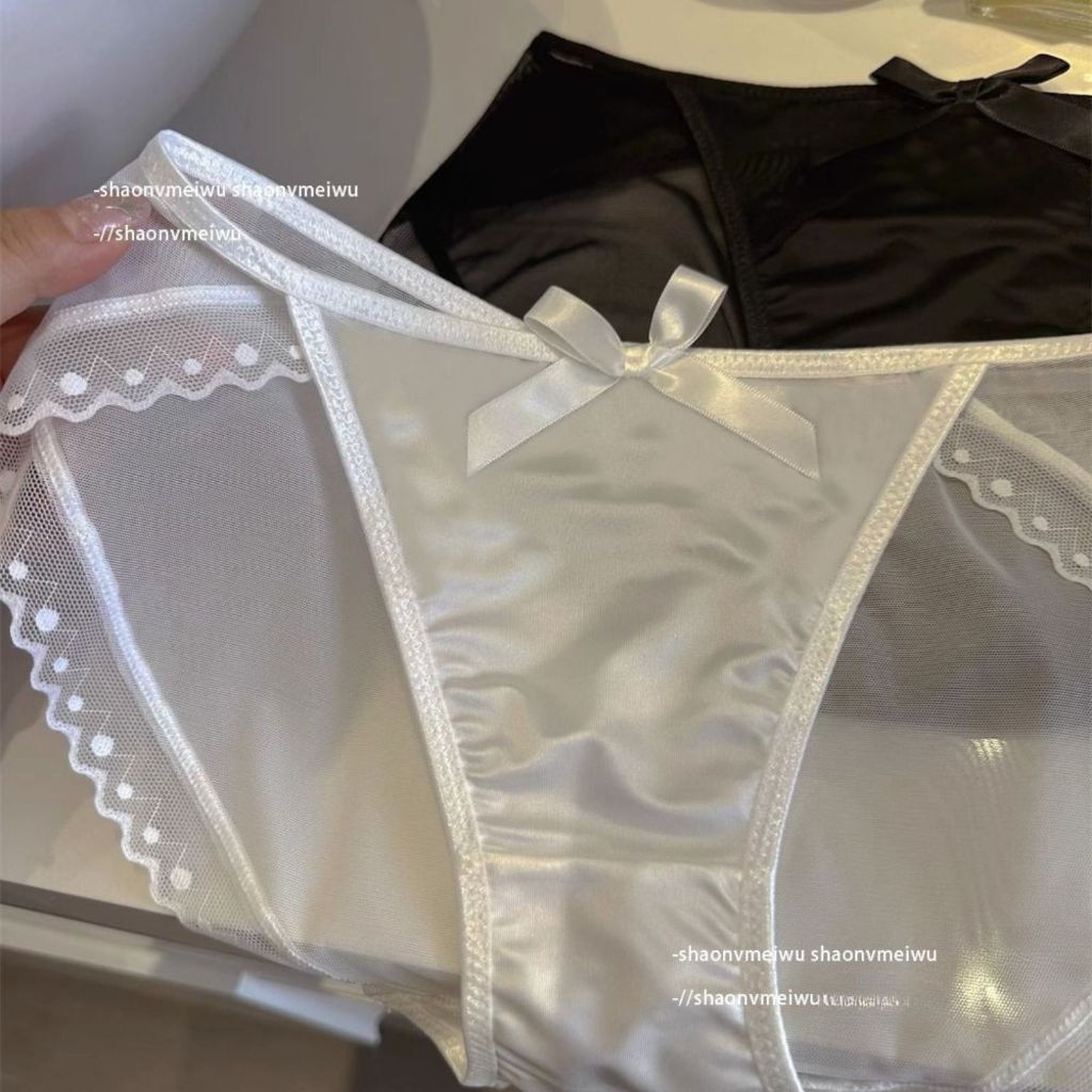 Quần lót nữ ren lưới cao cấp phối lụa satin kiểu dáng gợi cảm quyến rũ đính nơ xinh xắn LANIXA L8836