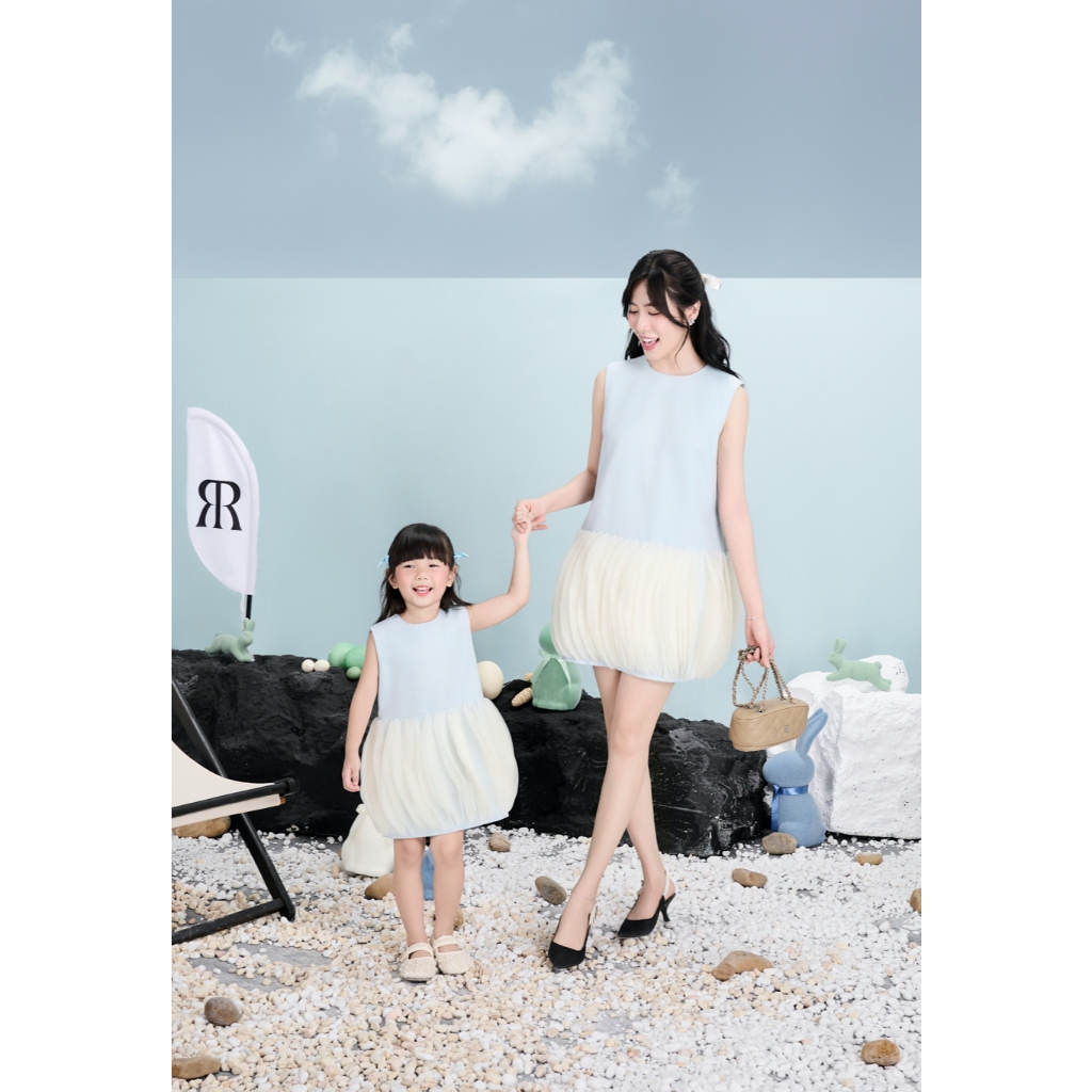 Ảnh RẬP MOMMY & BABY - Đầm Xanh Cổ Tròn phối Voan -  MOMMY 01 3
