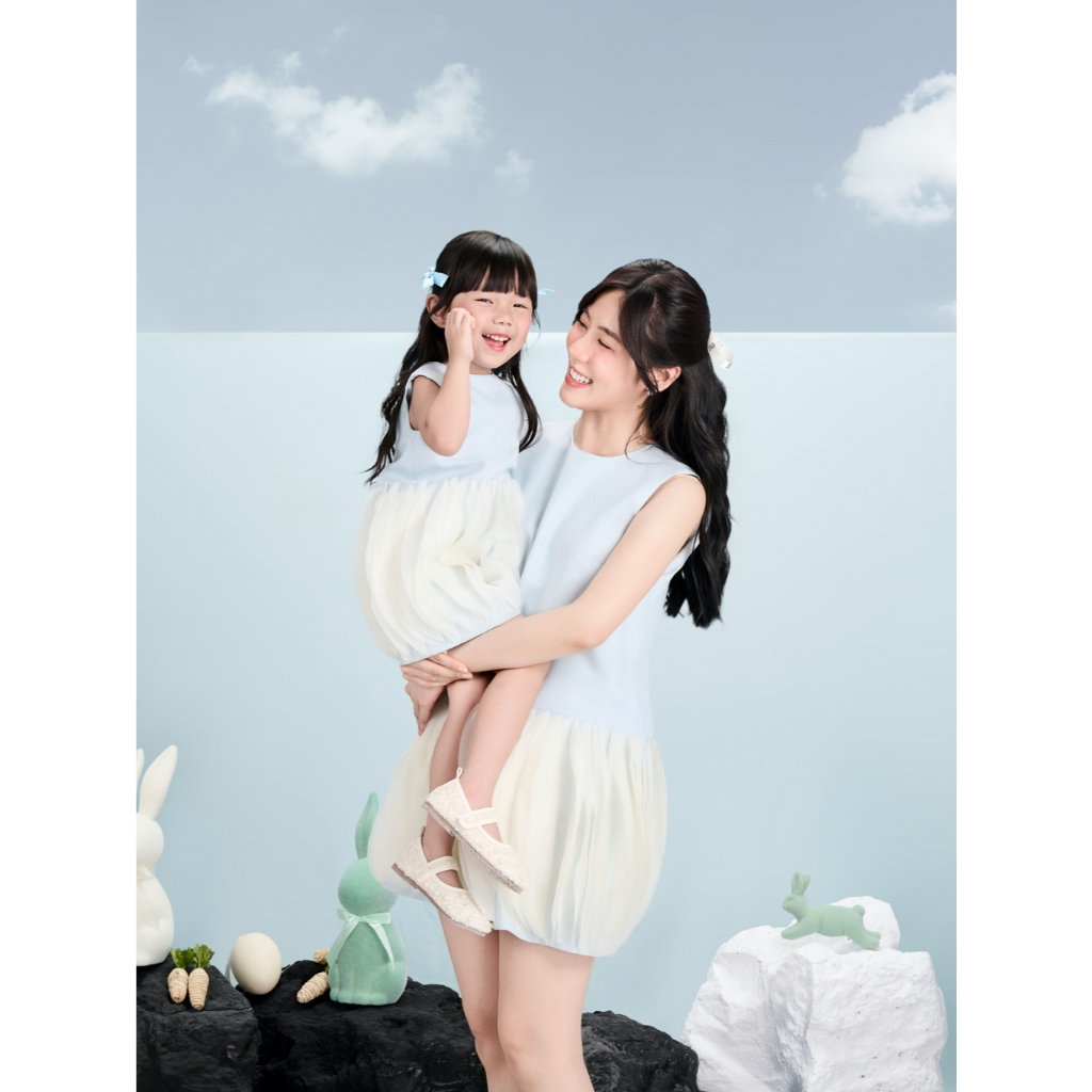 Ảnh RẬP MOMMY & BABY - Đầm Xanh Cổ Tròn phối Voan -  MOMMY 01 4