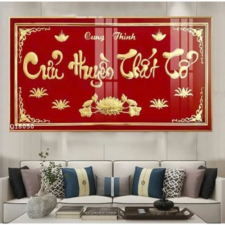Tranh Laminate Tráng Gương Bo Viền Cao Cấp - Tranh Treo Phòng Thờ Cửu Huyền Thất Tổ - Tranh Kích Thước Lớn