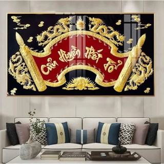 Tranh Laminate Tráng Gương Bo Viền Cao Cấp - Tranh Treo Phòng Thờ Cửu Huyền Thất Tổ - Tranh Kích Thước Lớn