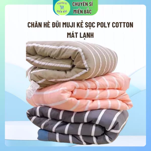 Chăn hè đũi Muji kẻ sọc poly cotton xuất Nhật, Chăn cho mùa hè