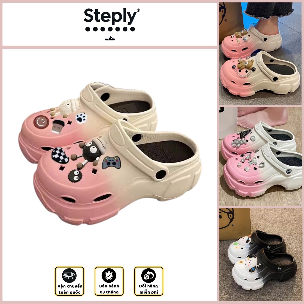 Dép Cross Nữ Steply Tăng Chiều Cao Chống Trơn Trượt Phối 2 Màu Cá Tính ...
