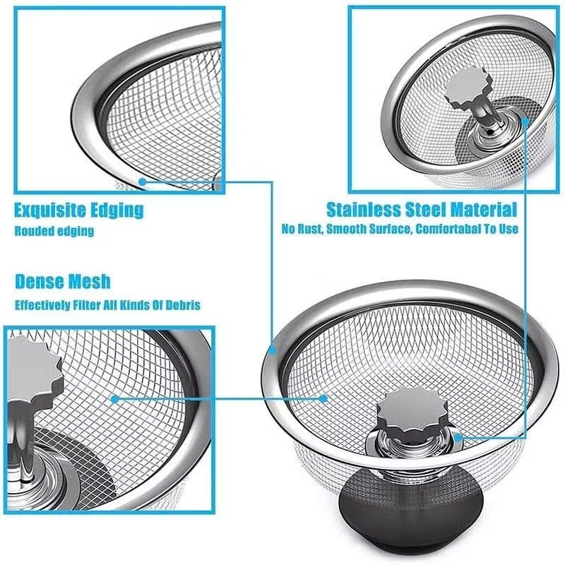[COMBO 10] Nắp Lọc Rác Có Núm Thép Không Gỉ Tiện Dụng,Nắp Lưới Chặn Rác Inox Thoát Nước Nhanh - GIỎ LỌC RÁC BỒN RỬA BÁT