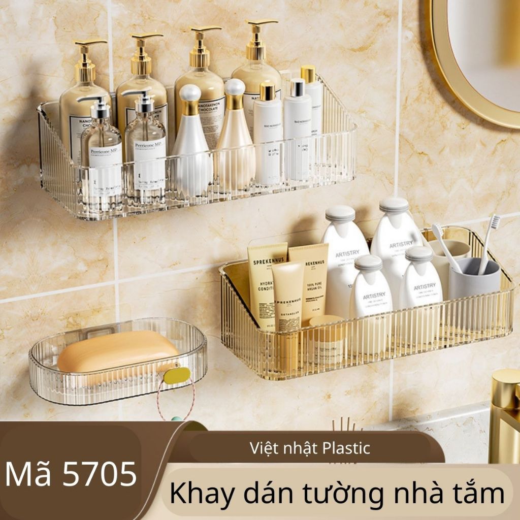Khay đựng đồ nhà tắm dán tường, Khay đựng đồ nhà bếp trong suốt Chính Hãng Việt Nhật (Mã 5705)