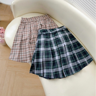 Chân váy caro xếp ly viền bèo lửng phong cách hàn quốc 2 lớp chân váy xòe chữ A lưng cao / cạp trễ