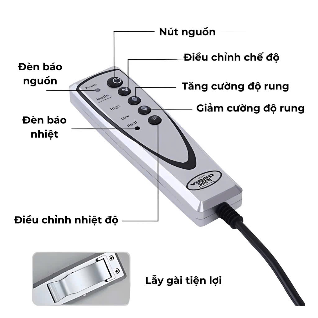 Máy Massage Bụng Vibro Shape Rung Nóng Giảm Mỡ Bụng Dưới Sau Sinh, Đai Quấn Nóng Giảm Mỡ Đùi Bắp Tay