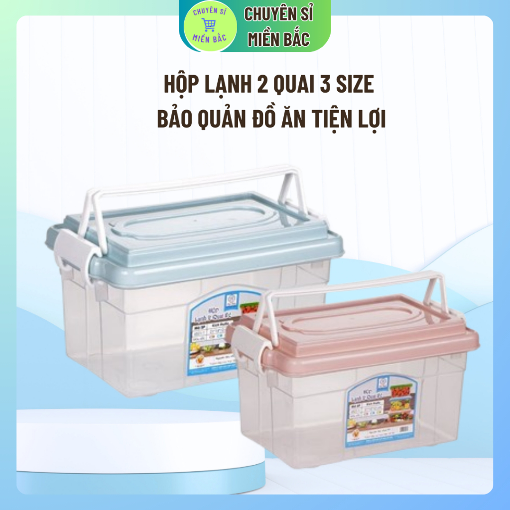 Hộp lạnh 2 quai Việt Nhật 3 size (6521), Hộp đựng thực phẩm, bảo quản thức ăn có quai xách tiện lợi