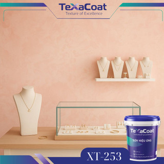 Sơn hiệu ứng bê tông Texacoat màu hồng XT-253 co giãn tốt, chống nứt chân chim, định mức 1kg/m2