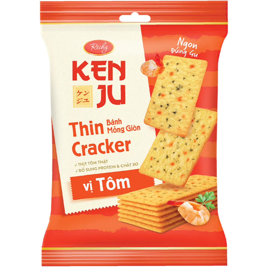 Bánh quy Kenju Richy Vị Tôm Giòn Rụm 192g