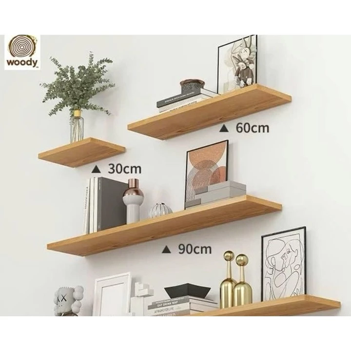 Kệ Gỗ gắn Tường Trang Trí Decor, gỗ cao su (GỖ THẬT, PHỦ BÓNG), Chống Xước Đựng Sách Decor Phòng, đựng đồ decor