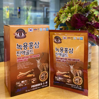 (Date 11/2027) Nước Hồng Sâm Nhung Hươu Gold Pocheon K-L-M Hàn Quốc hộp 30 gói x 70ml