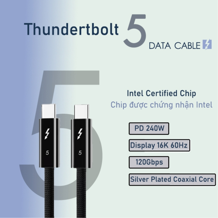 Cáp Thunderbolt 5 Type C và Thunderbolt 4 Type C ( hỗ trợ video 16k ...