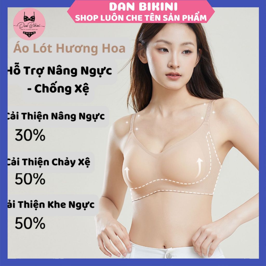 Áo Lót Nữ Áo Bra Nữ Đúc Su Có Hương Hoa Kháng Khuẩn Dây Đeo Lấp Lánh Đệm Dày Không Gọng Nâng Ngực Chống Xệ Mã V09