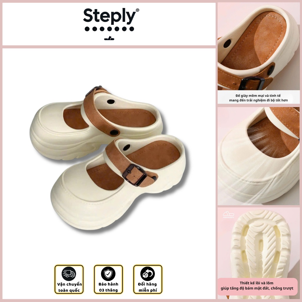 Dép Sục Steply Lỗ Mũi Tròn Phong Cách Mới Trống Trơn Trượt Tăng Chiều ...