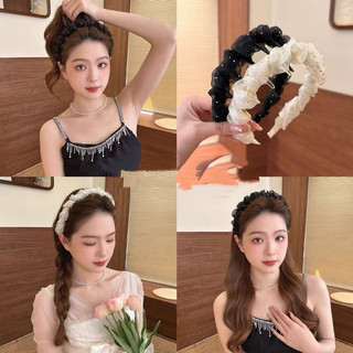 Băng Đô Xược Tóc Xếp Ly Bong Bóng Đính Hạt Tạo Độ Phồng Dễ Thương Phụ Kiện Tóc Cho Nữ
