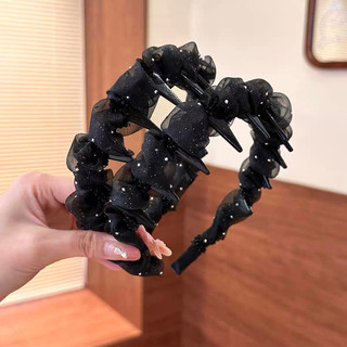Băng Đô Xược Tóc Xếp Ly Bong Bóng Đính Hạt Tạo Độ Phồng Dễ Thương Phụ Kiện Tóc Cho Nữ