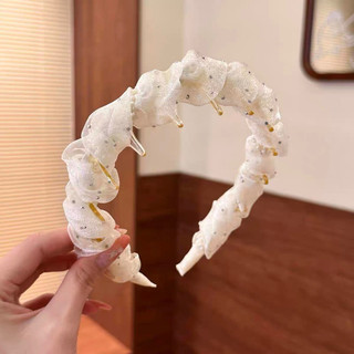 Băng Đô Xược Tóc Xếp Ly Bong Bóng Đính Hạt Tạo Độ Phồng Dễ Thương Phụ Kiện Tóc Cho Nữ
