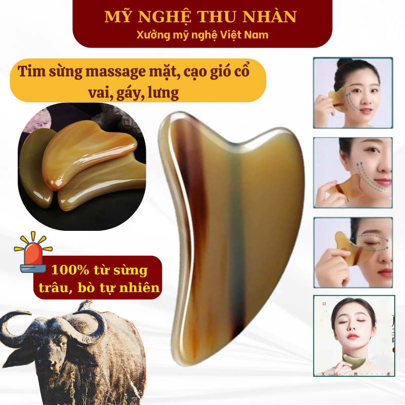 Tim sừng massage mặt bằng sừng Trâu cao cấp, cạo gió nâng cơ, trẻ hóa làn da | Mỹ Nghệ Thu Nhàn