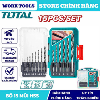 TOTAL Bộ 15 mũi khoan kim loại TACSDL51501 / TACSDL51506