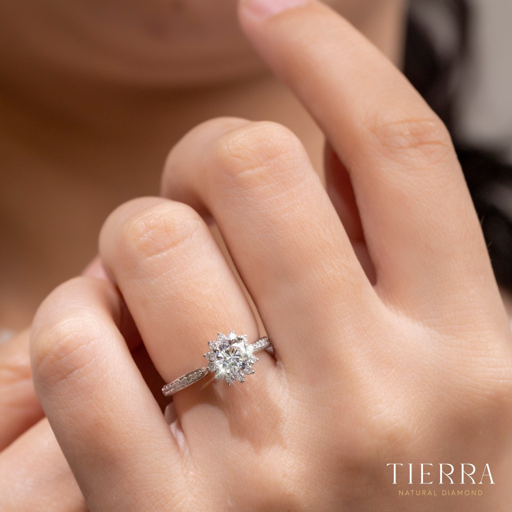 [CHAT TRƯỚC KHI ĐẶT] Nhẫn Cầu Hôn Tierra Halo Sparkling NCH2006, Vàng 14K 18K, Tấm CZ/ KC, Halo Hoa Tuyết Sang Trọng