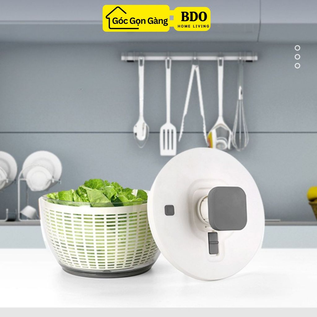 Rổ Quay Vắt Rửa Rau Sống Ráo Nước Nhanh 6L Ấn Nút Tự Động Thông Minh ...