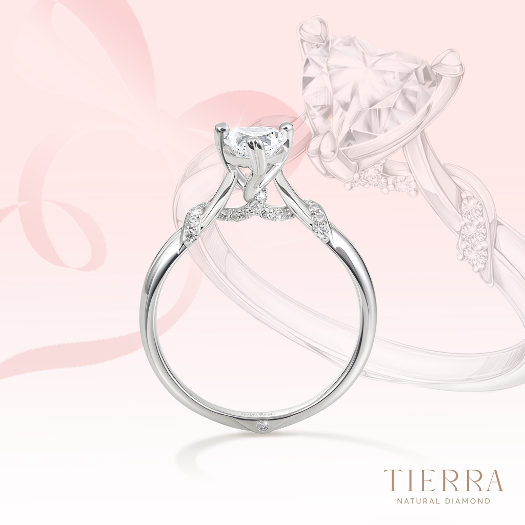 [CHAT TRƯỚC KHI ĐẶT] Nhẫn Cầu Hôn Tierra Satin Plait NCH8415 Vàng 14K 18K, Tấm CZ/ KC, Đính Chủ Trái Tim Đá CZ