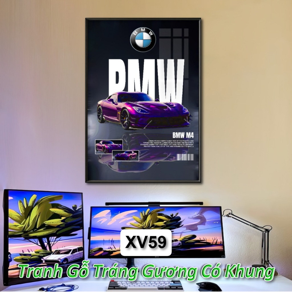 Tranh Siêu Xe Các Hãng Nổi Tiếng Poster Car Khung Composite Decor Treo Tường