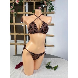 (Set3 01) Bikini 3 Mảnh  Họa Tiết Vằn Pavie