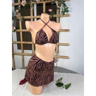 (Set3 01) Bikini 3 Mảnh  Họa Tiết Vằn Pavie