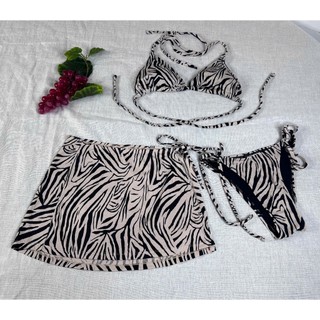 (Set3 01) Bikini 3 Mảnh  Họa Tiết Vằn Pavie