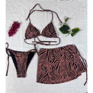 (Set3 01) Bikini 3 Mảnh  Họa Tiết Vằn Pavie