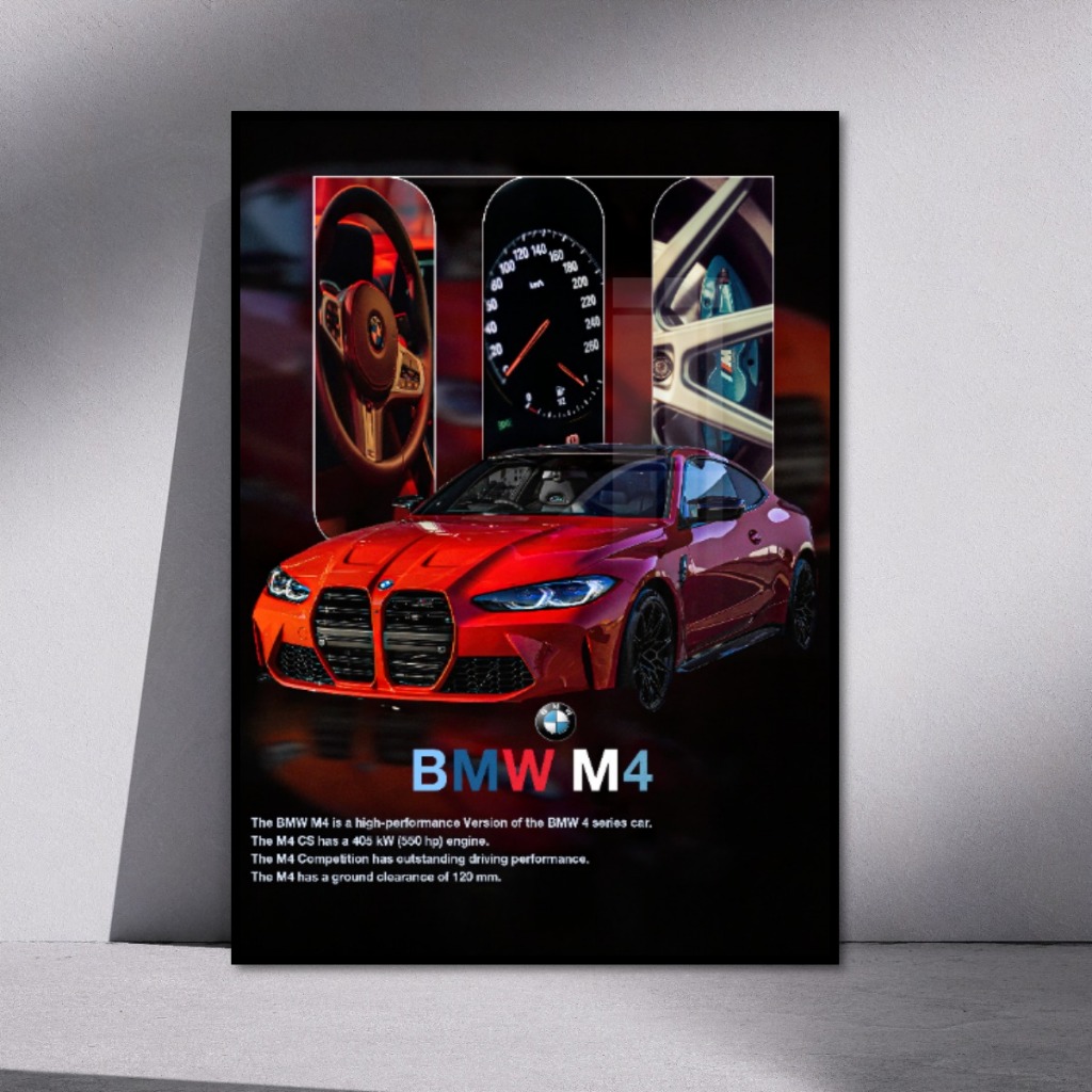 Poster Car Tranh Tráng Gương Siêu Xe Treo Tường Khung Composite Cao Cấp Decor Trang Trí Phòng Khách, Phòng Game