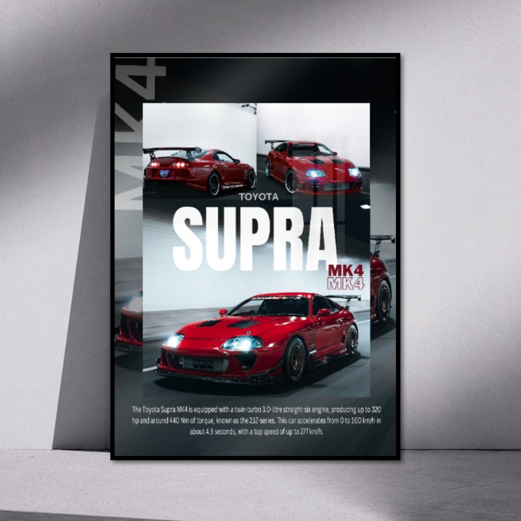 Poster Car Tranh Tráng Gương Siêu Xe Treo Tường Khung Composite Cao Cấp Decor Trang Trí Phòng Khách, Phòng Game