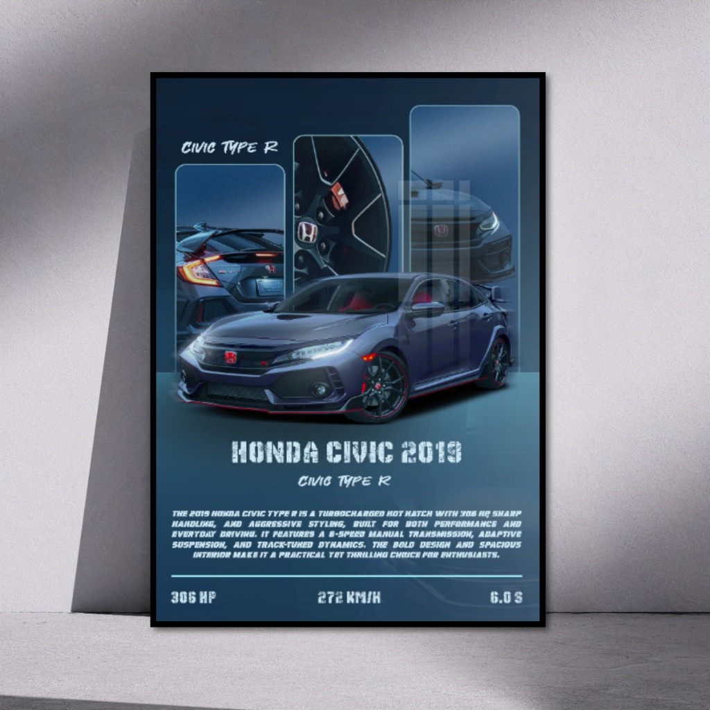 Poster Car Tranh Tráng Gương Siêu Xe Treo Tường Khung Composite Cao Cấp Decor Trang Trí Phòng Khách, Phòng Game