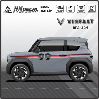 Tem dán xe VF3 - Decal dán xe VF3 MẪU TEM THỂ THAO CÁ TÍNH . 1 bộ dán 2 bên ( mẫu VF3 - 104 )