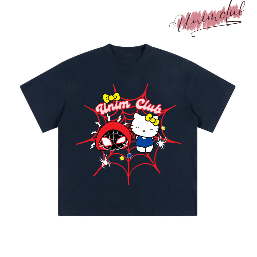 Áo Thun Boxy HelloKity Kiss Spiderman Cotton Việt Mềm Mịn Thoáng Mát 250gsm Hottrend 2025 APB09